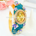 Últimas Moda Vintage Rhinestone personalizado borboleta Assista Bangle para as mulheres B078